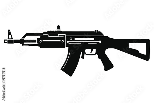 machine gun silhouette line art vector illustration