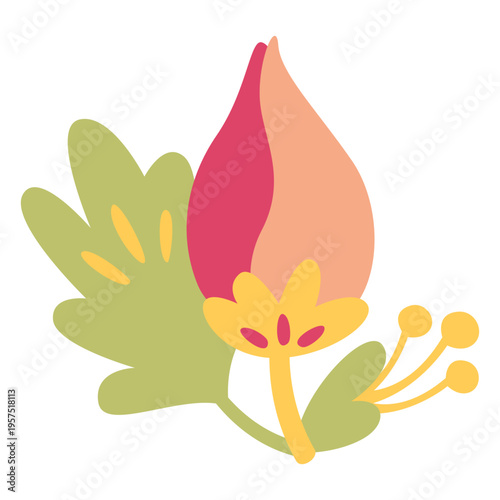 Flat flower doodle illustration plant