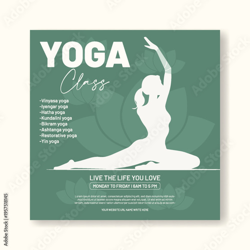 Minimal Calm Yoga Social Media Post Template with Meditation Mindfulness Theme, Square Flyer Poster Design for Wellness Spa Beauty Salon Fitness Promotion and Marketing Graphics