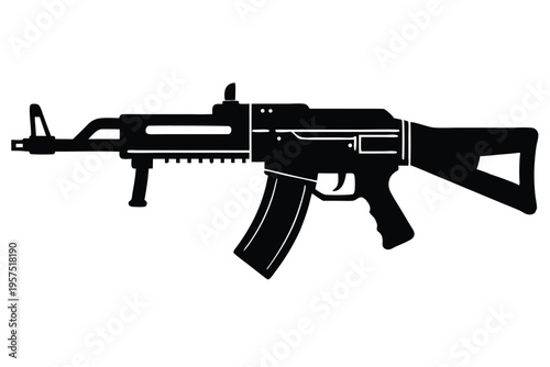 machine gun silhouette line art vector illustration