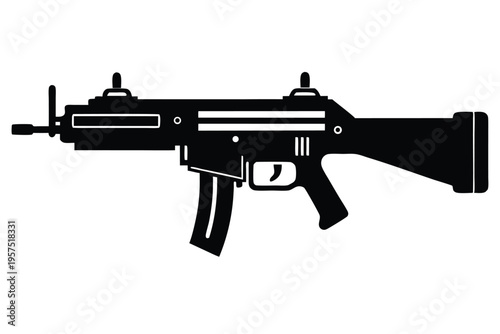 machine gun silhouette line art vector illustration