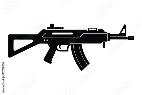 machine gun silhouette line art vector illustration