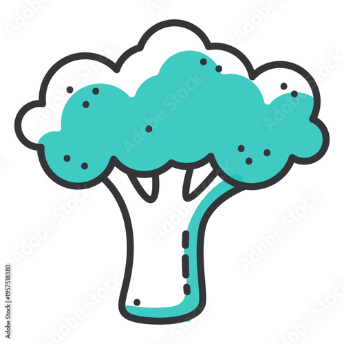 Broccoli stroke icon with shadow