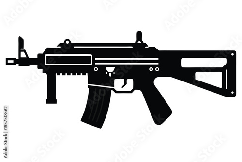 machine gun silhouette line art vector illustration