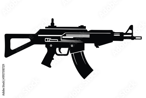 machine gun silhouette line art vector illustration