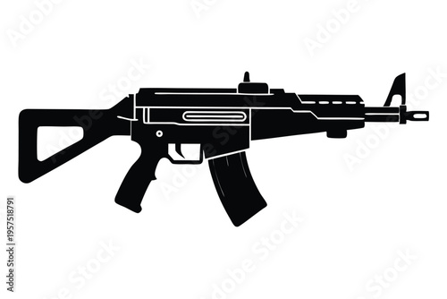 machine gun silhouette line art vector illustration
