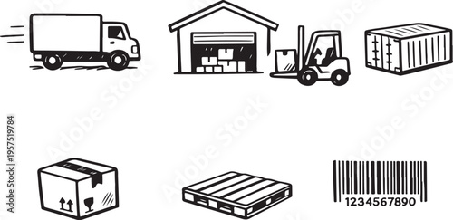 Set of logistics and shipping icons