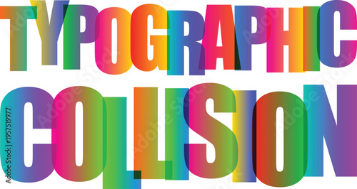 Overlap Typography Typographic Collision Text Vector with Overlapping Colors