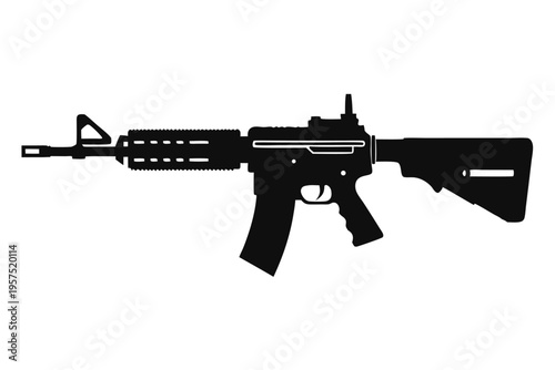 m4 carbine rifle silhouette line art vector illustration