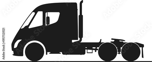 Black silhouette of a semi truck without trailer attached