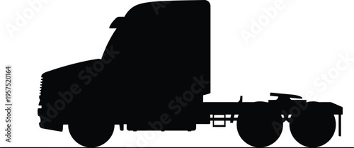 Black silhouette of a semi truck against a white background