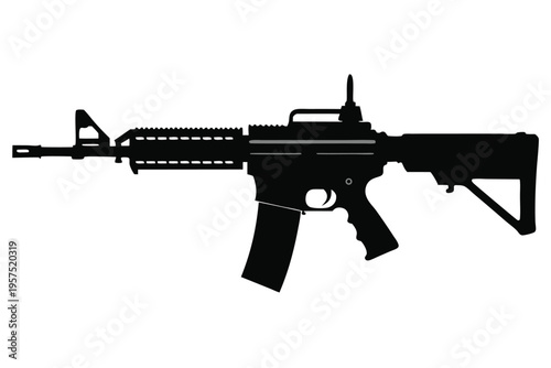 m4 carbine rifle silhouette line art vector illustration