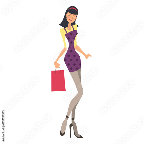Shopping girl brunette smiling
