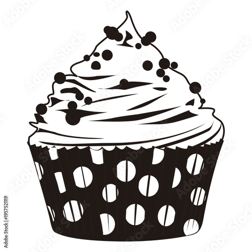 Cupcake illustration with dots