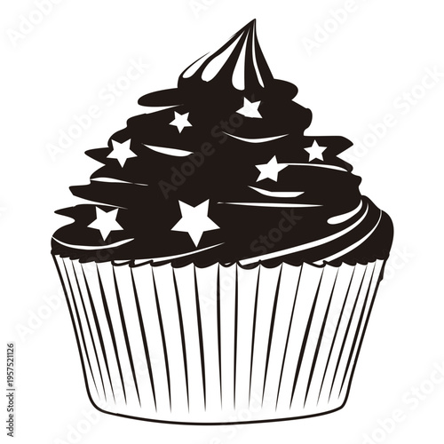 Cupcake illustration with stars