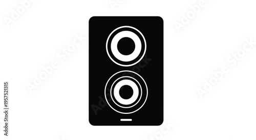 A simple black and white illustration of a two way loudspeaker
