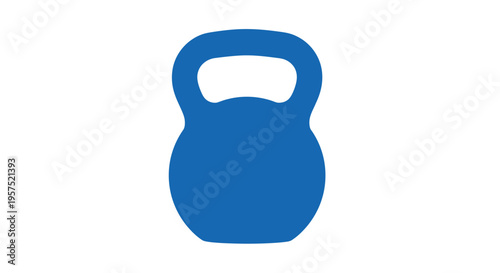 A simple blue kettlebell icon against a white background