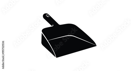 Simple black silhouette of a dustpan a cleaning tool for sweeping