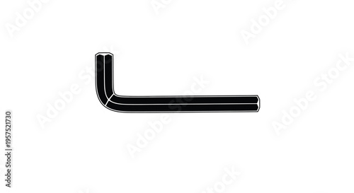 A black hex key or allen wrench isolated on a white background
