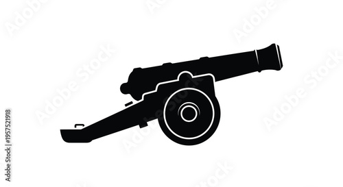 Silhouette of a historic cannon a symbol of warfare and ancient artillery