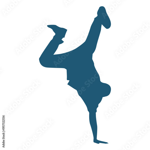 Hip hop dancer man handstand silhouette
