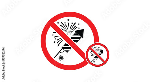 No fireworks allowed a prohibition sign with firework illustrations