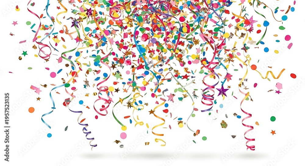 Obraz premium Colorful Confetti and Ribbons Celebration