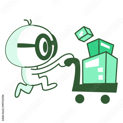 Man pushing delivery cart