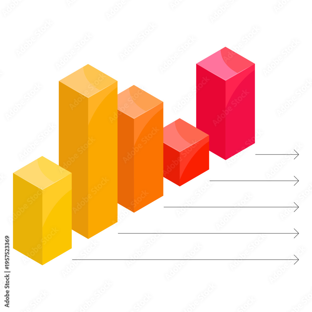 Fototapeta premium Column chart with arrows
