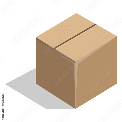 Closed square cardboard box