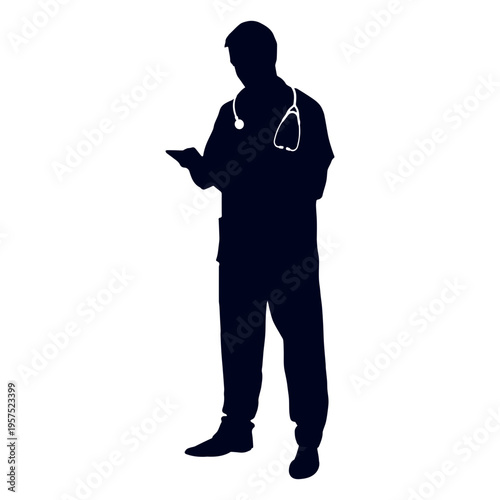 Doctor reading file silhouette