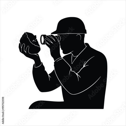 silhouette of a geologist man 