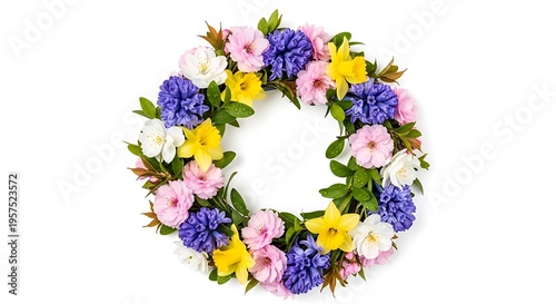 Vibrant Spring Floral Wreath with Pastel Colors
