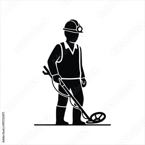 silhouette of a geologist man 