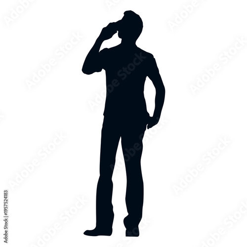 Man drinking silhouette
