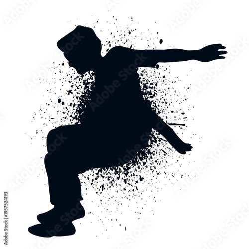 Man jumping splash paint silhouette