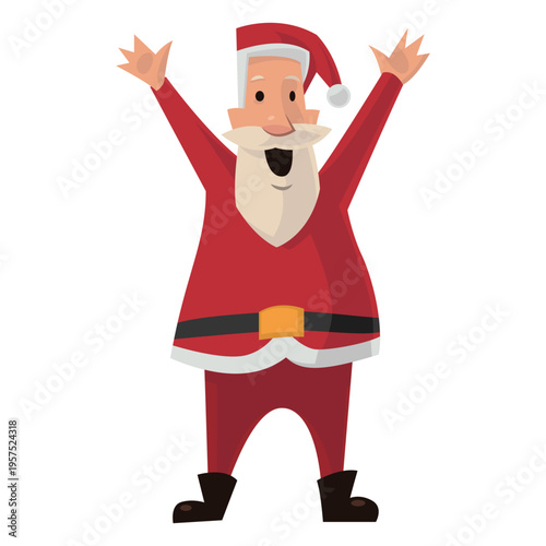 Santa raising arms cartoon