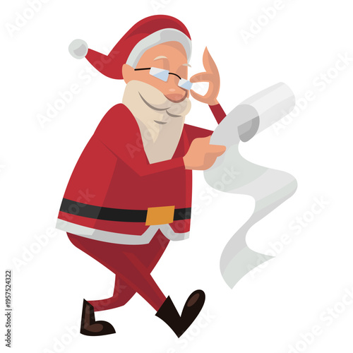 Santa reading wish list cartoon