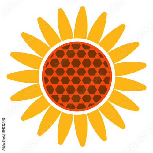 Flat sunflower head icon