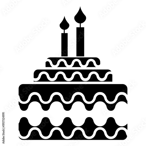 Grey two candles birthday cake icon