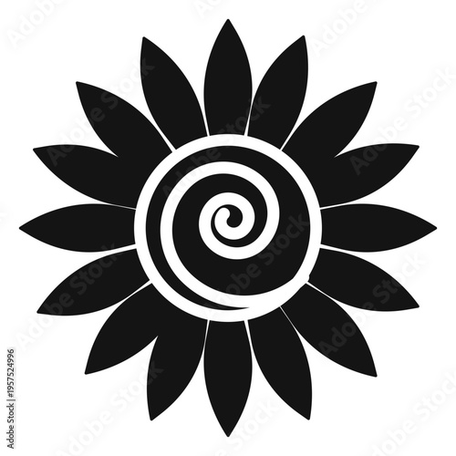 Grey sunflower head vector graphic