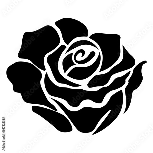 Blooming rose head flat icon