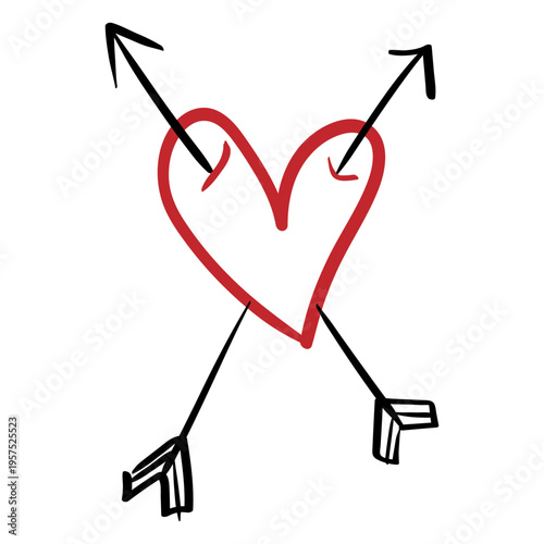 Heart pierced with two arrows