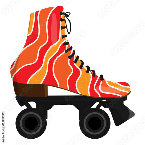 Red wavy roller skate shoe