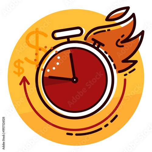Money burn rate clock icon