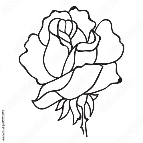 Rose flower head stroke icon
