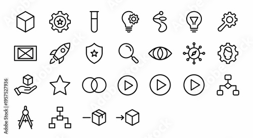 Ultra-minimalist line-style web icons for talent development and team leadership. Mentorship, growth, and team management symbols collection. Clean vector illustration for HR platforms, coaching dashb