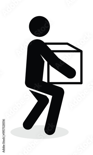 Canvas Print Proper Lifting Technique Icon Vector Manual Handling Ergonomics Worker Carrying