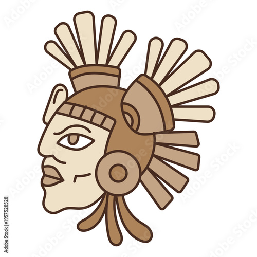 Aztec head mask cartoon
