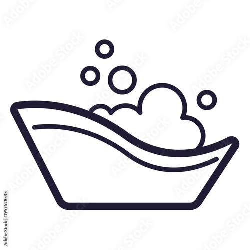 Baby bath tub stroke icon